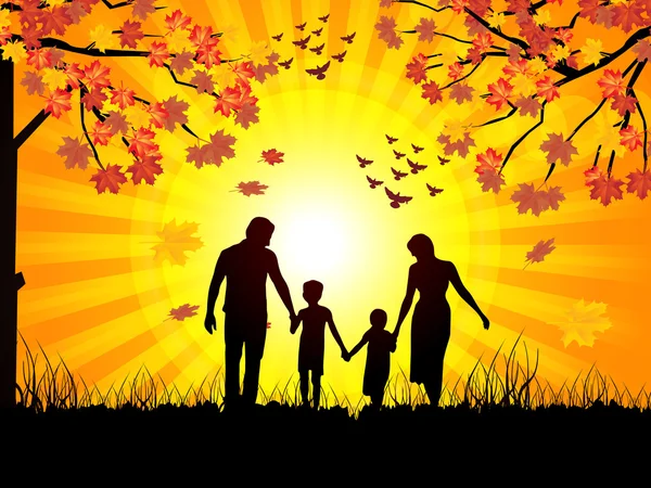 Autumn and family — Stock Vector