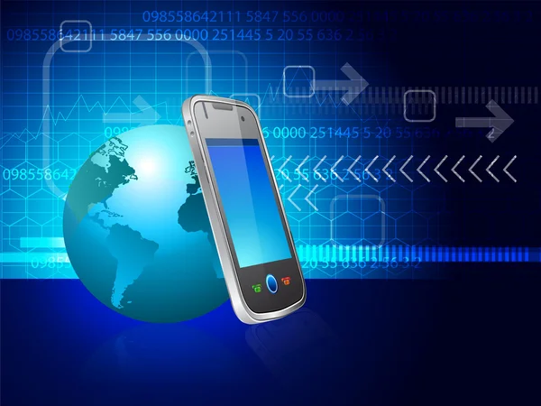Touchscreen smartphone met earth globe — Stockvector