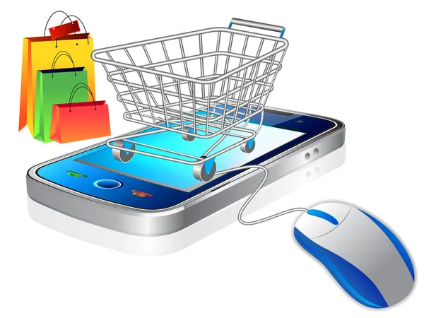 Mobile shopping cart Royalty Free Stock Illustrations