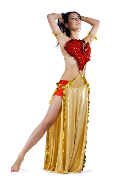 Όμορφη λεπτή γυναίκα χορεύτρια της κοιλιάς, σέξι arabian ανατολίτικα επαγγελματίας καλλιτέχνης — Φωτογραφία Αρχείου