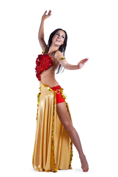 Beautiful slim woman belly dancer,sexy arabian oriental professional artist — Stock Photo, Image
