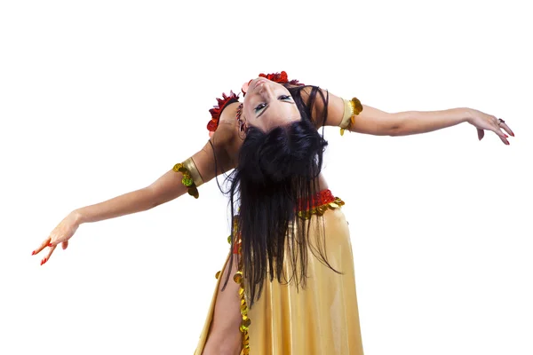 Mooie slanke vrouw buikdanseres, sexy Arabische Oosterse professioneel kunstenaar — Stockfoto
