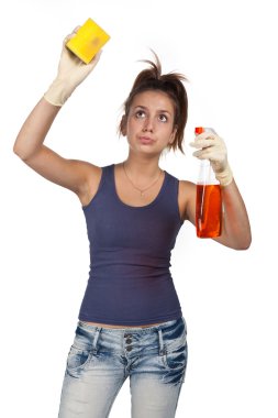 She cleans clipart