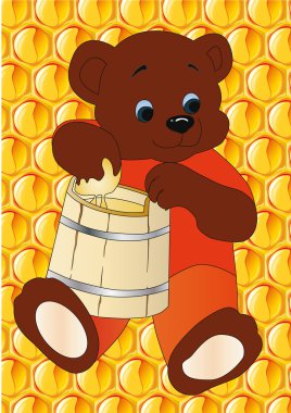 Bear with honey clipart