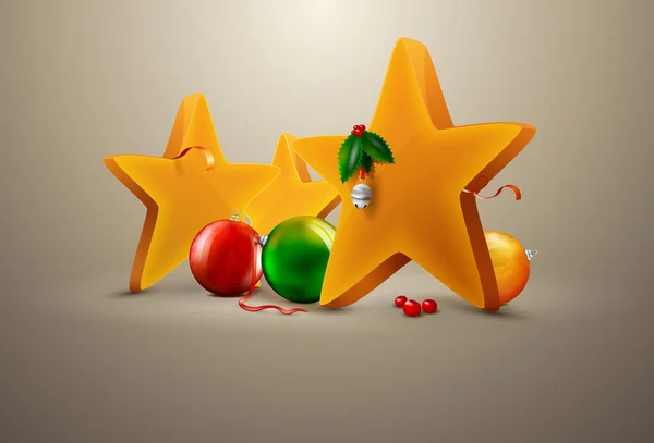 Χριστούγεννα αστέρια με τη διακόσμηση μπάλες | Επεξεργάσιμη Eps. 10 διάνυσμα — Διανυσματικό Αρχείο