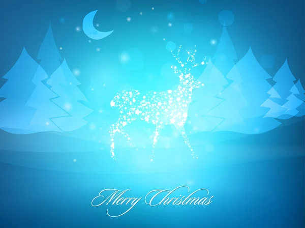 Ciervo de Navidad con un fondo de diseño de tarjetas de felicitación — Vector de stock