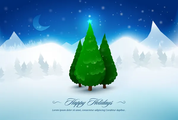 Pine Christmas trees in snow — Stock Vector