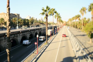 Tree lined motorway in Barelona, Spain clipart