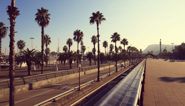 Boulevard promenda panorama in Barcelona clipart