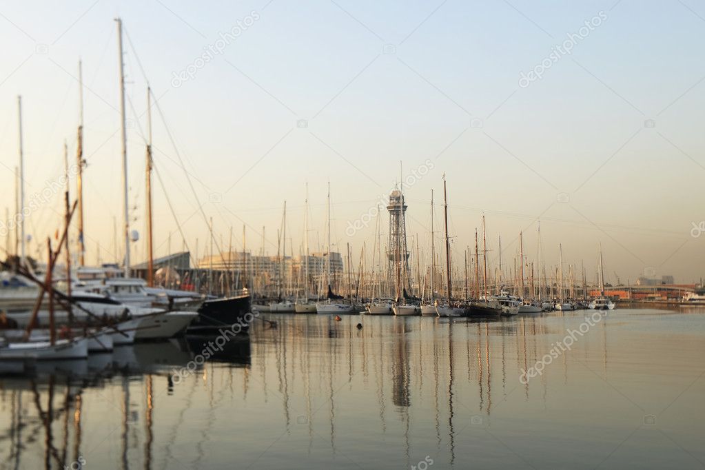 Tranquil yacht harbour sunset