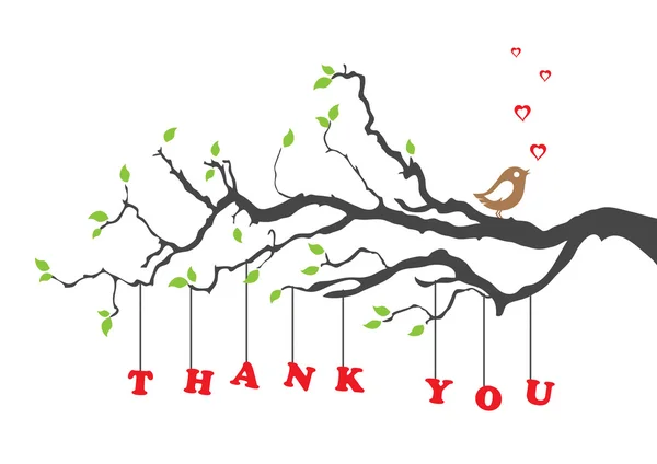 "Danke" -Grußkarte mit Vogel — Stockvektor