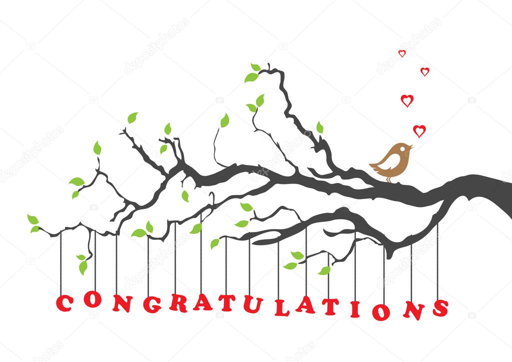 Congratulations greeting card with bird