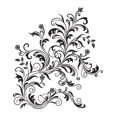 Black floral ornament isolated clipart