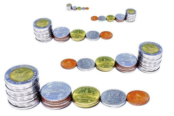 Стек монети на білому тлі . — стокове фото