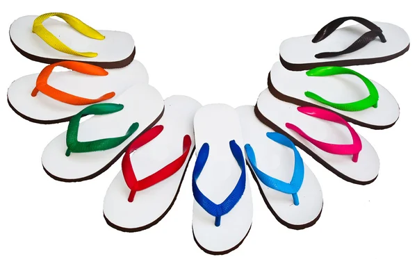 Flip flop'lar beyaz ve karışık renk — Stok fotoğraf