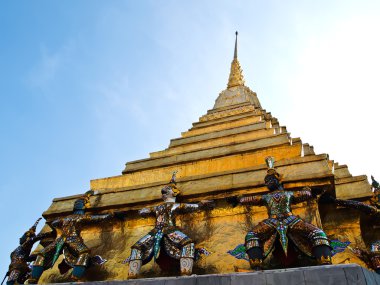 heykeli nöbet, pagoda wat phra kaew Bangkok, Tayland.