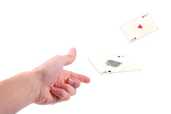 Hand throwing two aces — Stock Photo, Image