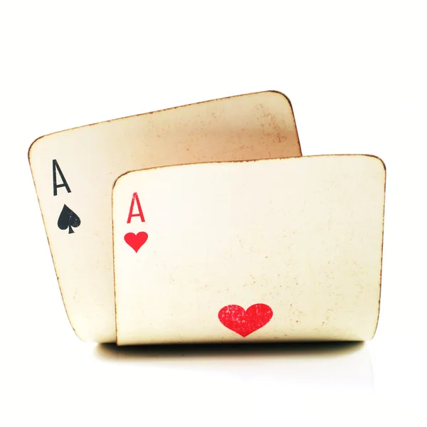Två gamla poker kort — Stockfoto