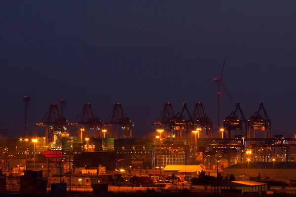 Il porto di Amburgo di notte — Foto Stock