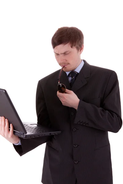 Business man with laptop — Stock Photo, Image