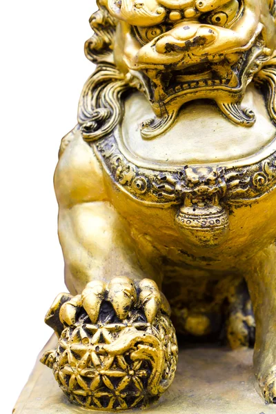 Gold chinese lion statute — Stock Photo, Image