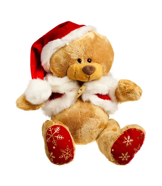 Рождественский медведь в костюме Санты — стоковое фото