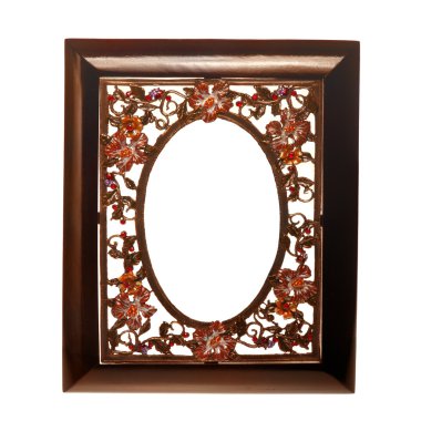 Wooden frame with a metal insert clipart