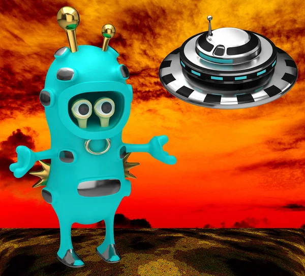 Alien on the planet orange — Stock Photo, Image