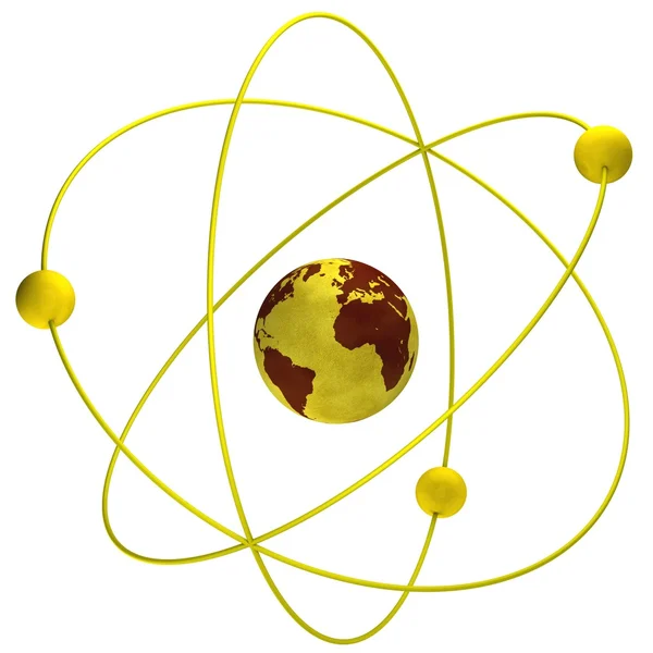 Atom symbol with a globe — Stock Photo, Image