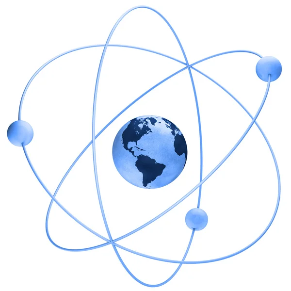 同一个地球上的原子符号 — 图库照片