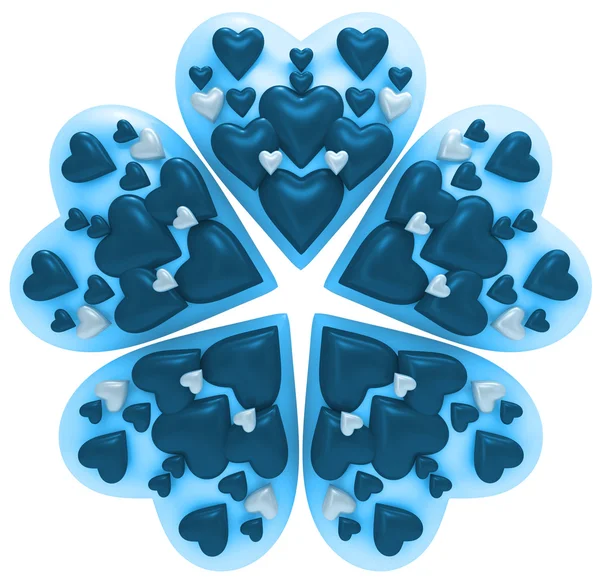 Blaues Blütenblatt - Herz — Stockfoto
