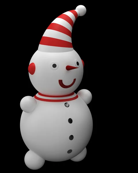Boneco de neve em um boné vermelho — Fotografia de Stock