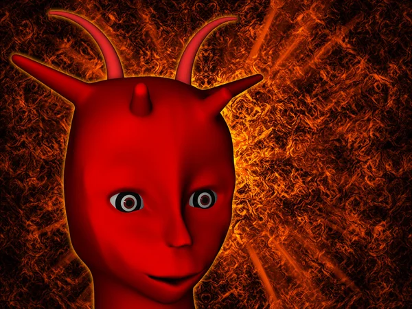 Red demon with horns — Stock Photo, Image