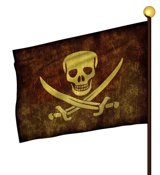 Asta de bandera con banderas piratas — Foto de Stock