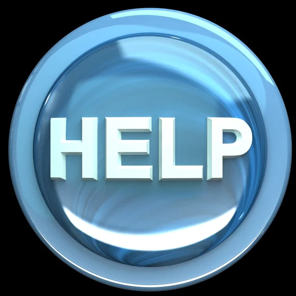 The blue button labeled help — Stock Photo, Image