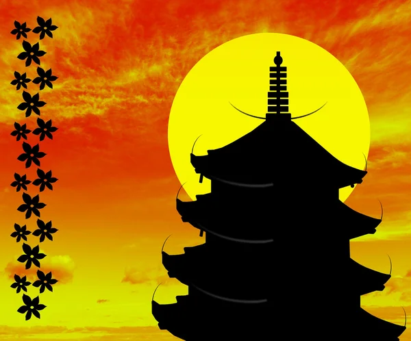Ilustrace japonský chrám — Stock fotografie