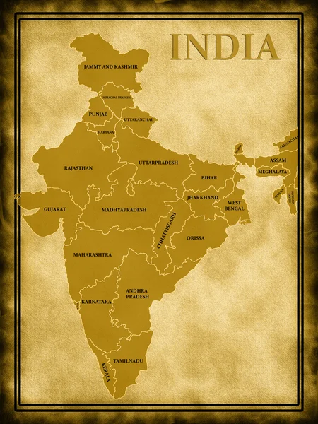 Kart over India – stockfoto