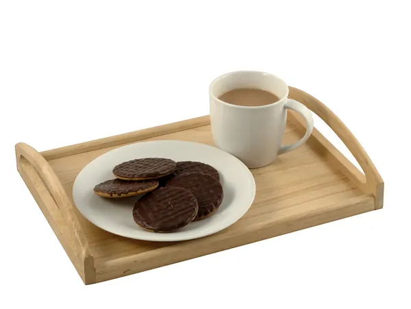 Chá da tarde e biscoitos de chocolate — Fotografia de Stock