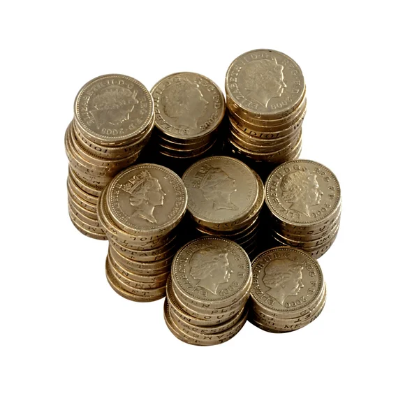 Pound Coins in Stacks — Stock Photo, Image