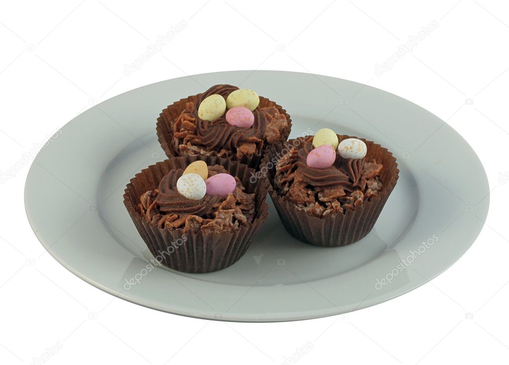 Easter Cakes on White China Plate