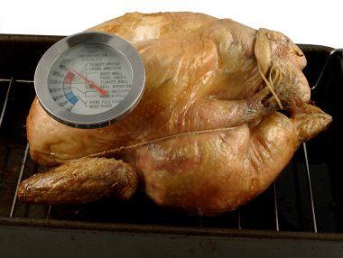 A Roast Chicken with Meat Thermometer clipart