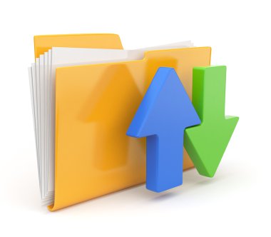 Folder 3d icon. Date transferring concepts. Isolated clipart