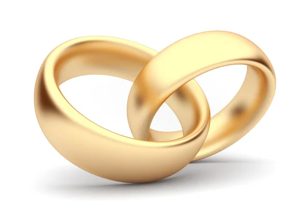 Свадебные золотые кольца 3d. Изолирована. Символ любви — стоковое фото