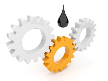 Greasing of the mechanism. Gear 3d. Isolated clipart