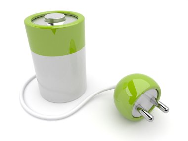 Battery charger with plug. 3D illustration, isolated clipart