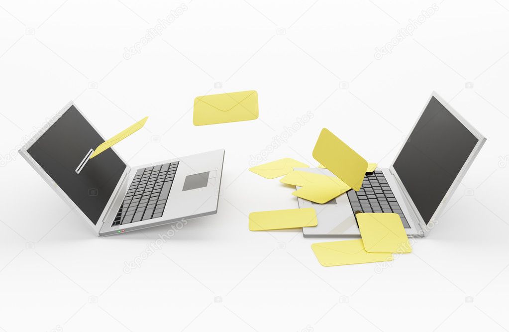 E - mail. Laptops. Objects on a white background