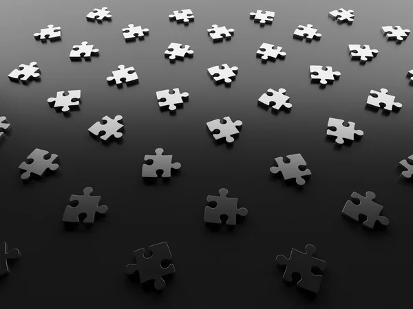 Puzzels op een zwarte achtergrond. 3D — Stockfoto