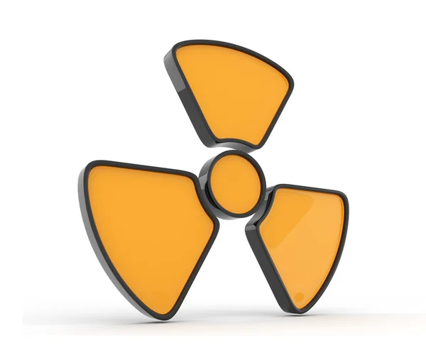 Zeichen von Strahlung. 3D-Symbol, isoliert. radioaktives Symbol — Stockfoto