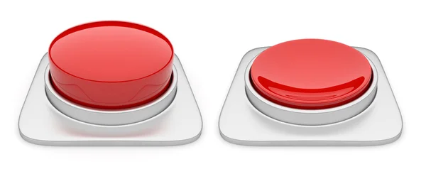 Botón rojo aislado sobre fondo blanco. Peligro — Foto de Stock