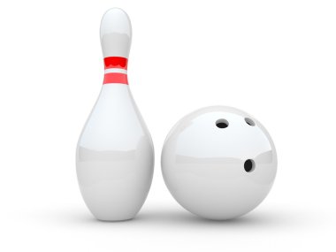 Bowling. 3D illustration on white background clipart